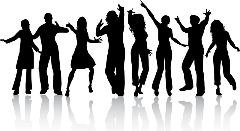 silhouettes of people dancing