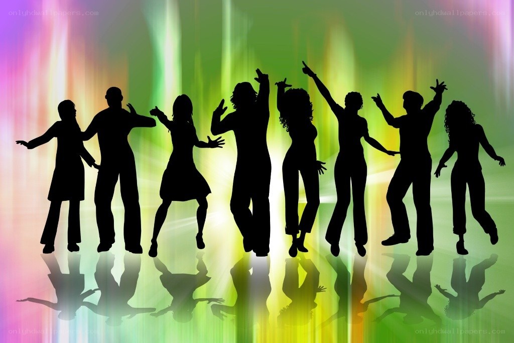silhouettes of people dancing