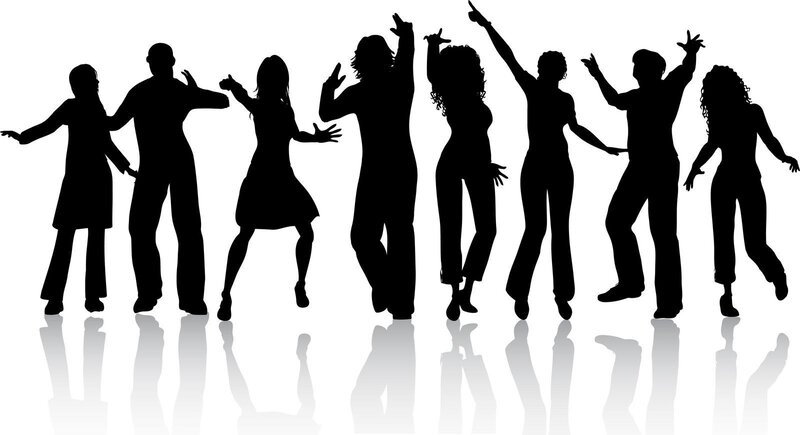 silhouettes of people dancing