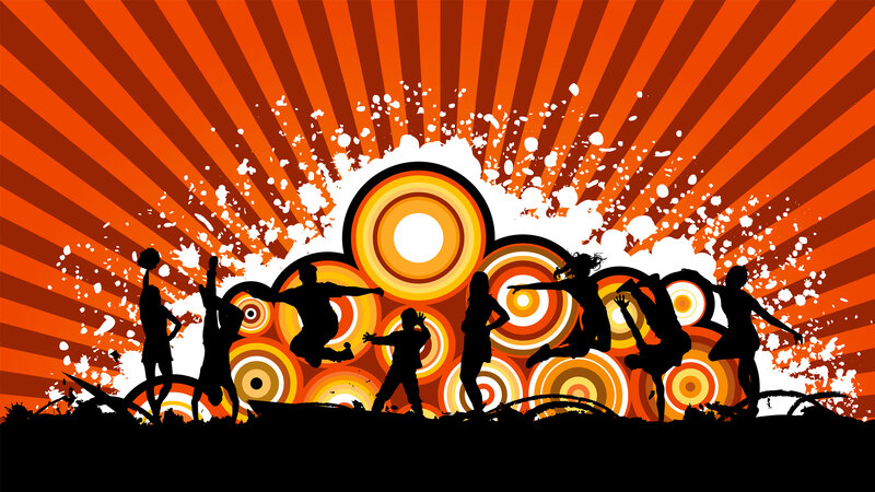 Silhouettes of People Dancing — Orange