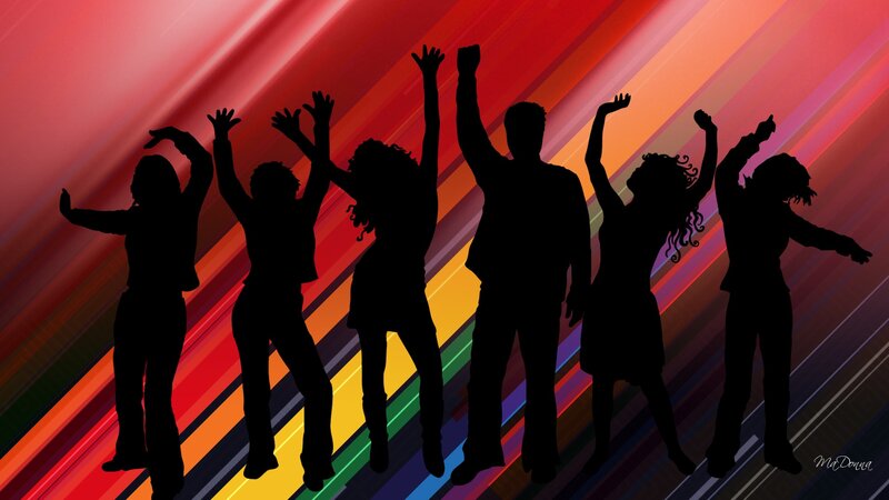 Silhouettes of People Dancing — Red, Energetic