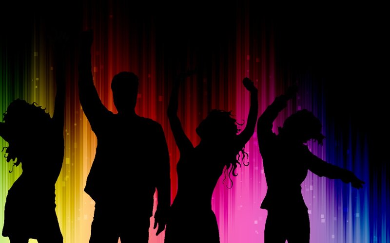 Silhouettes of People Dancing — Red