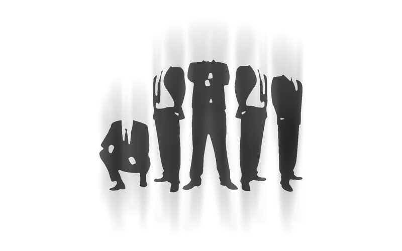 silhouettes of people in suits