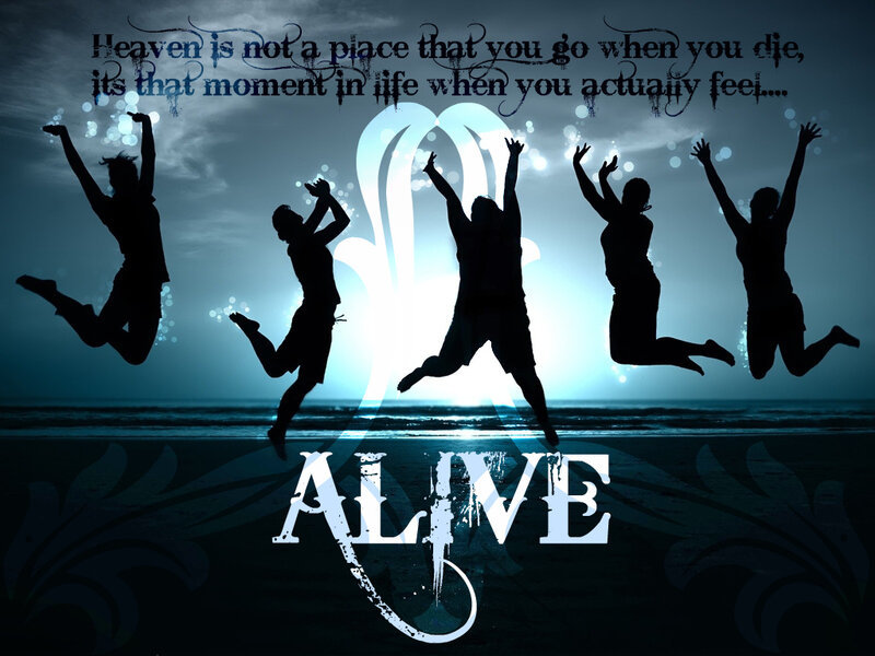 Silhouettes of People Jumping — Blue