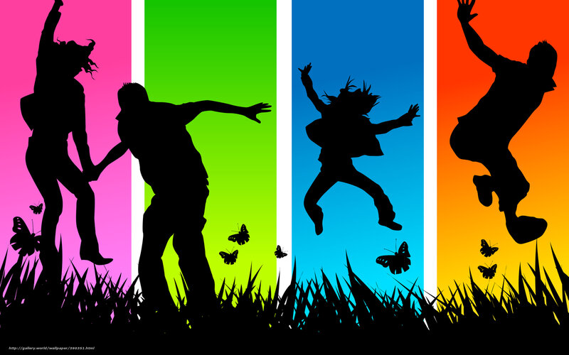 Silhouettes of People Jumping — Pink