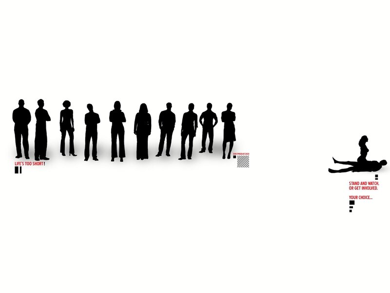 Silhouettes of people standing