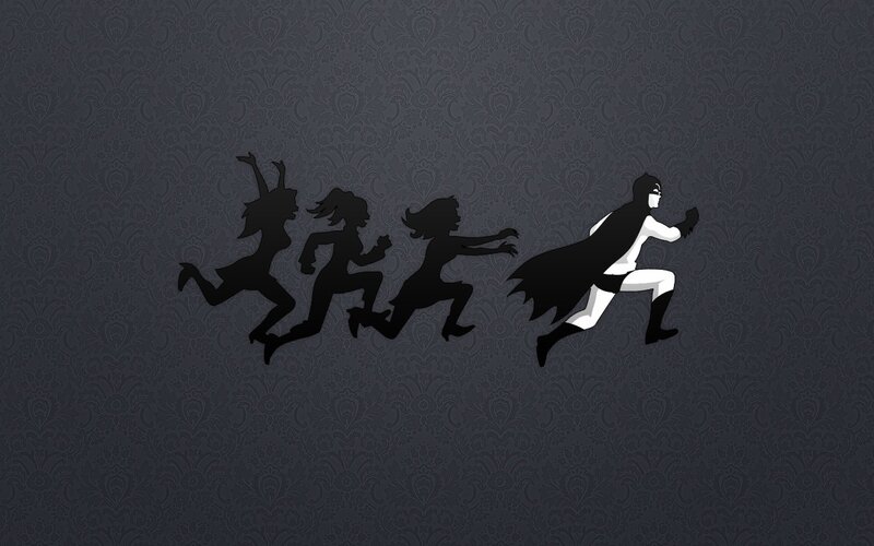 silhouettes of running figures