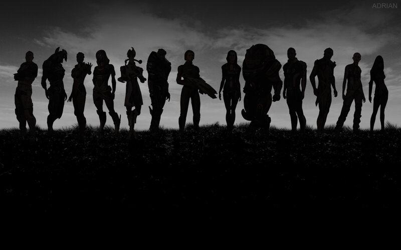 Silhouettes of sci-fi characters