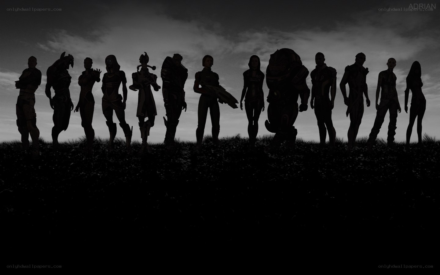 Silhouettes of sci-fi characters