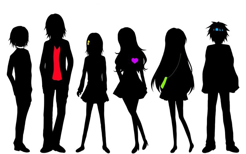 Silhouettes of Six Characters — Black, Neutral