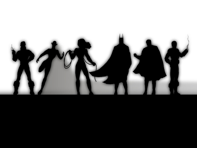 Silhouettes of Superheroes — Black, Dramatic, Illustration, Cape