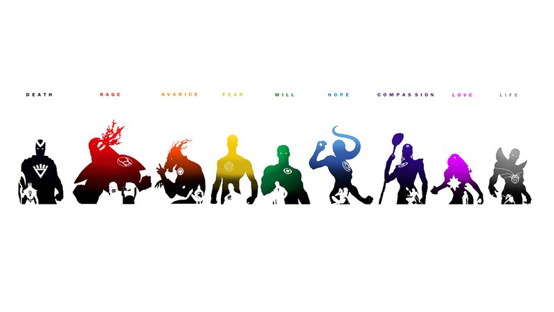 Silhouettes of Superheroes — Black, Dramatic, Illustration, Color Spectrum