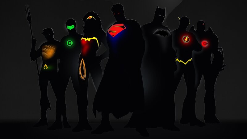 Silhouettes of Superheroes — Black, Dramatic, Night, Digital Art
