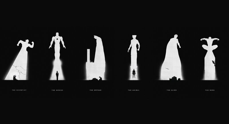 Silhouettes of Superheroes — Black, Dramatic