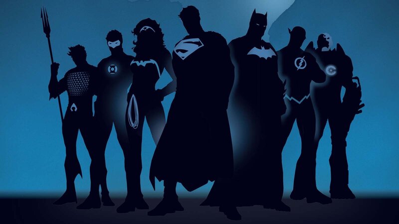 Silhouettes of Superheroes — Blue, Dramatic, Night, Digital Art