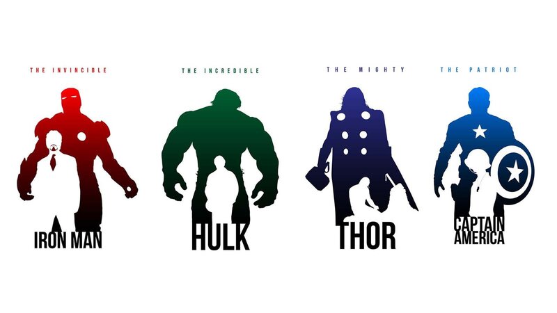 Silhouettes of Superheroes — Red, Heroic, Vector Art, Iron Man
