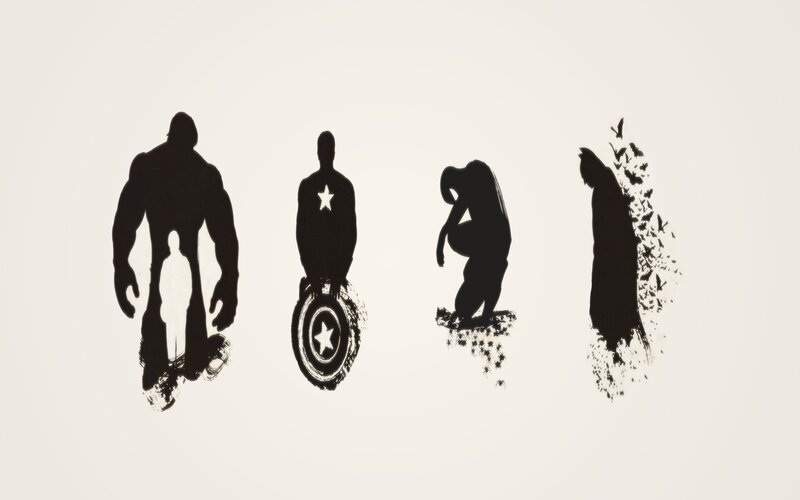 silhouettes of superheroes