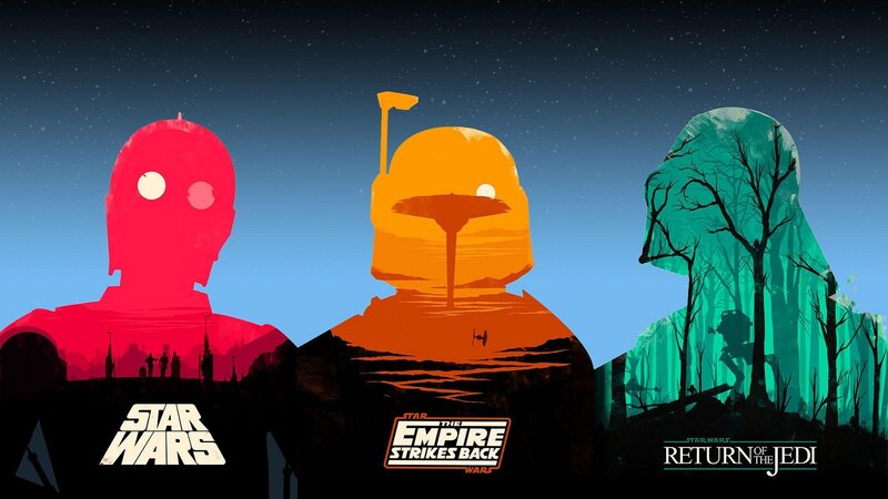 Silhouettes of Three Characters — Red, Dramatic