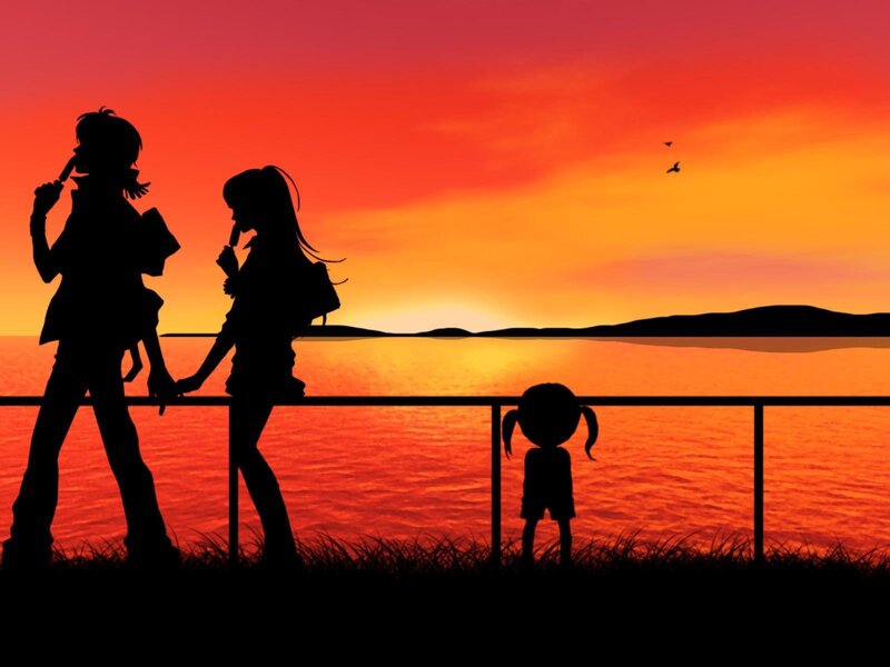 Silhouettes of Three Children