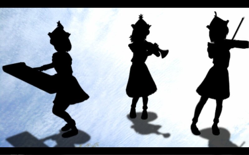 Silhouettes of Three Girls — Black