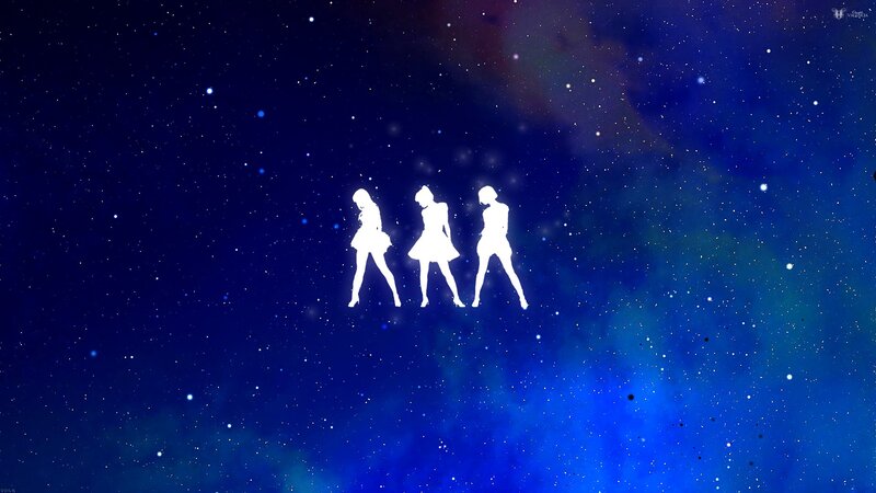Silhouettes of Three Girls — Blue