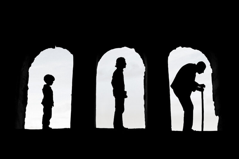 Silhouettes of Three People — Black, Dramatic