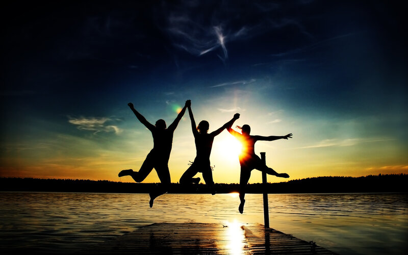 Silhouettes of Three People