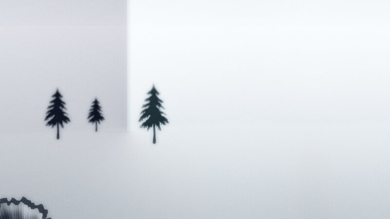 silhouettes of trees on white