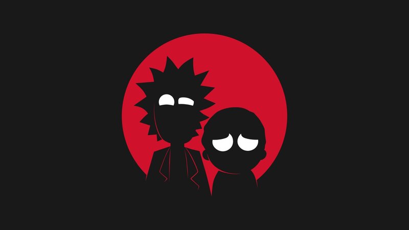Silhouettes of Two Characters — Black, Dramatic, Minimalist, Red Circle
