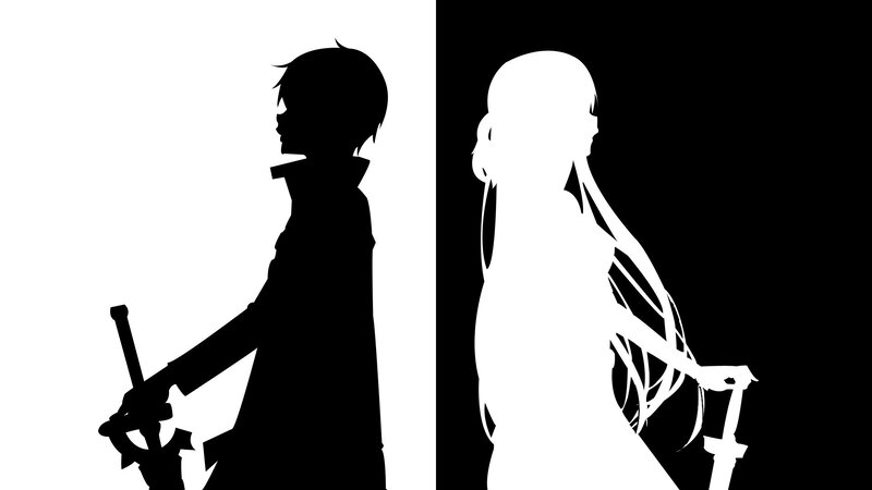 Silhouettes of Two Characters — Black, Dramatic, Minimalist