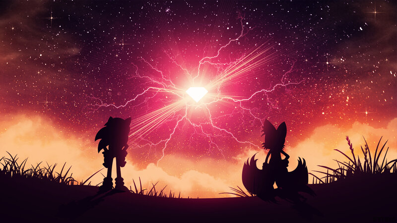 Silhouettes of Two Characters — Purple, Dramatic