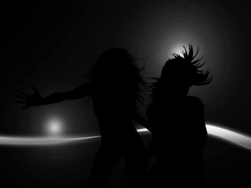 Silhouettes of Two Dancers — Black