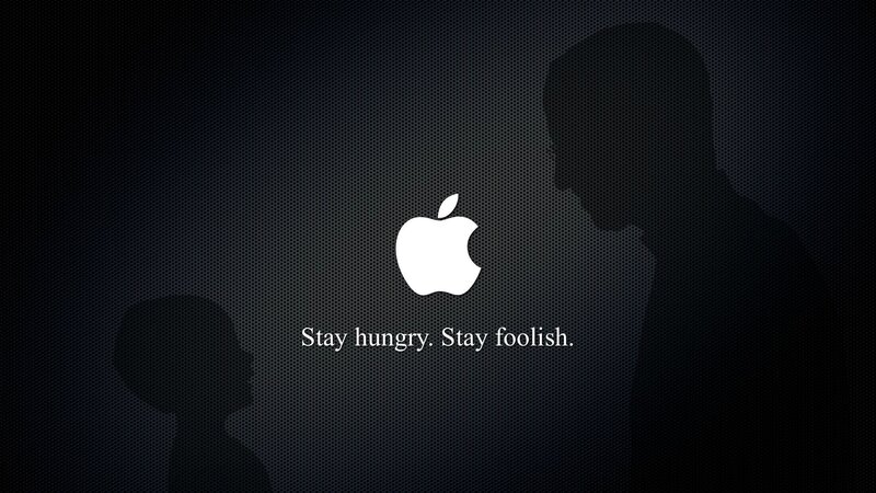 Silhouettes of Two People — Black, Dramatic, Minimalist, Apple Logo, Text