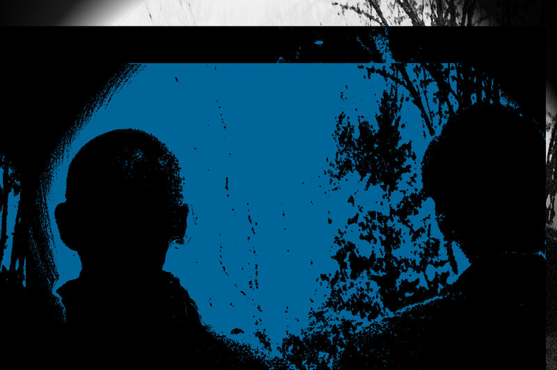 Silhouettes of Two People — Blue, Dramatic, Illustration