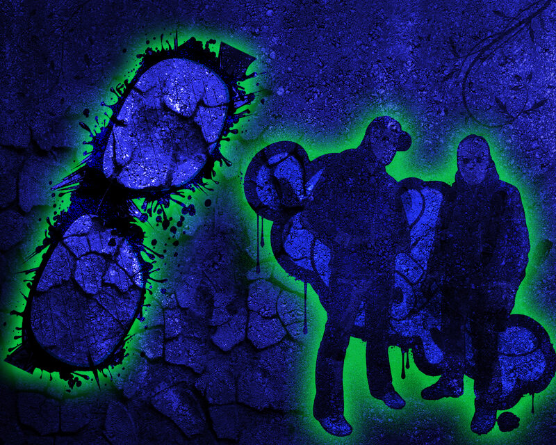 Silhouettes of Two People — Blue