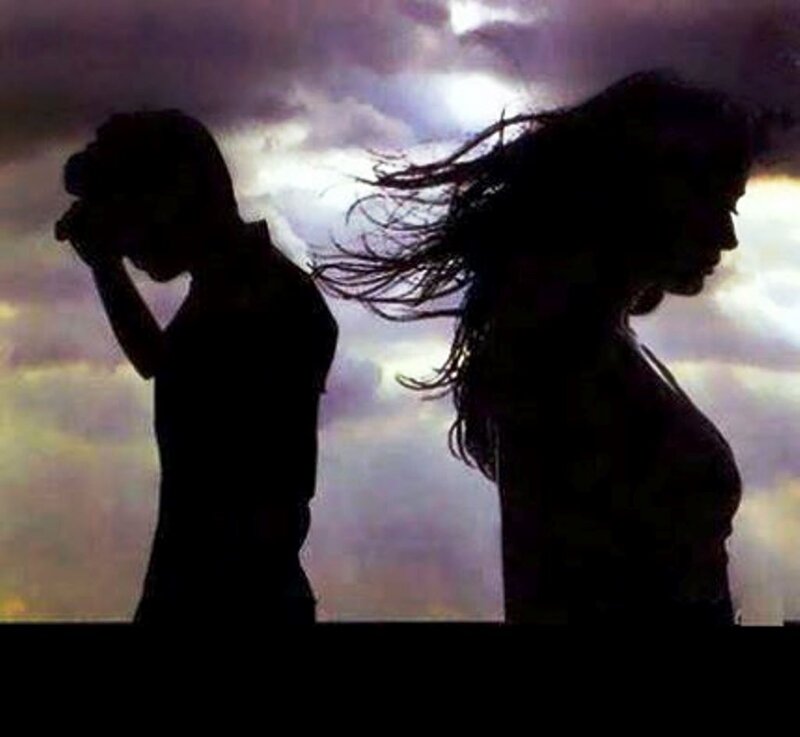 Silhouettes of Two People — Purple, Dramatic