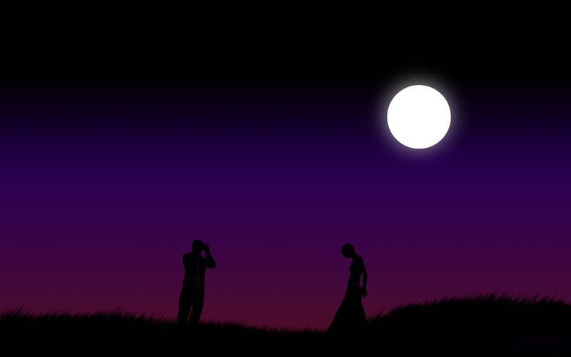 Silhouettes of Two People — Purple