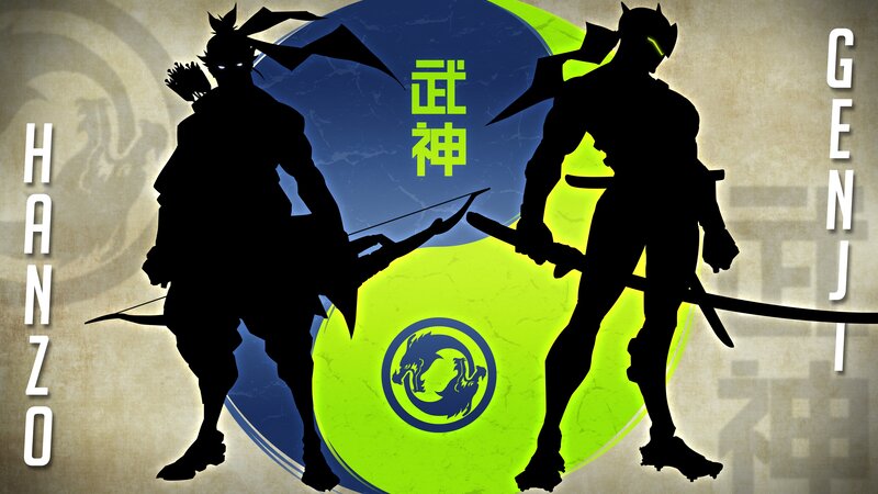 Silhouettes of Two Warriors — Black
