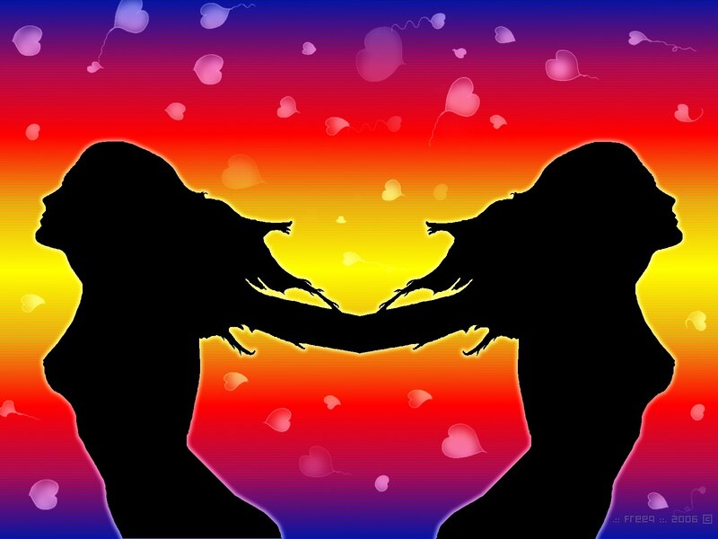 Silhouettes of Two Women