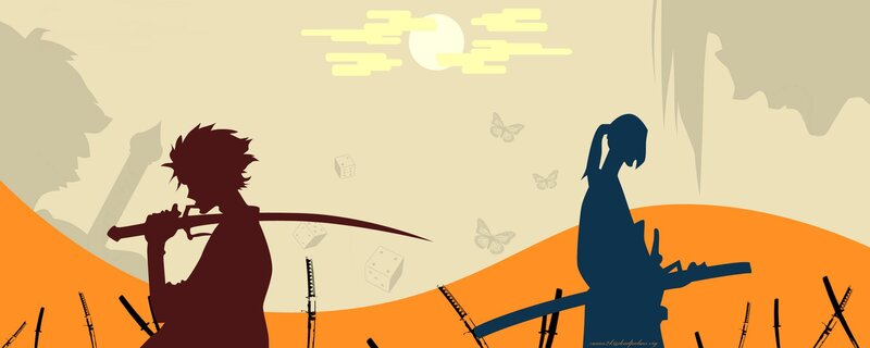 Silhouettes of warriors in a desert