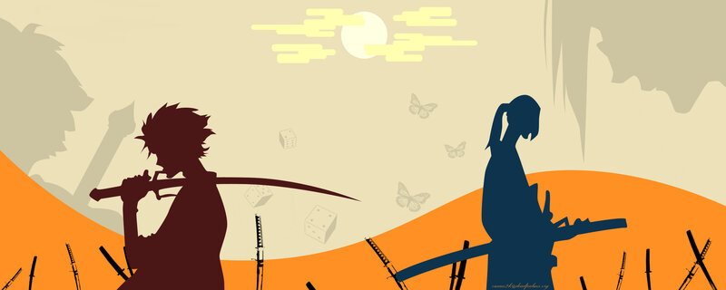 Silhouettes of warriors in a desert
