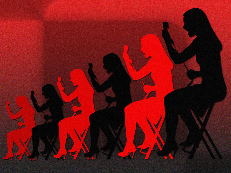 Silhouettes of Women on Phones