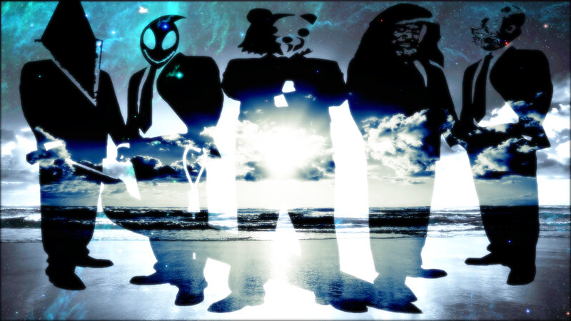 silhouettes on a beach