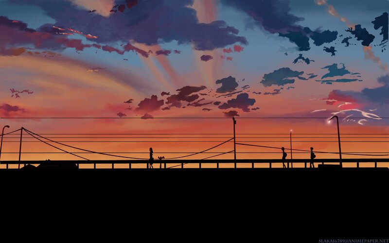 Silhouettes on a Bridge — Orange
