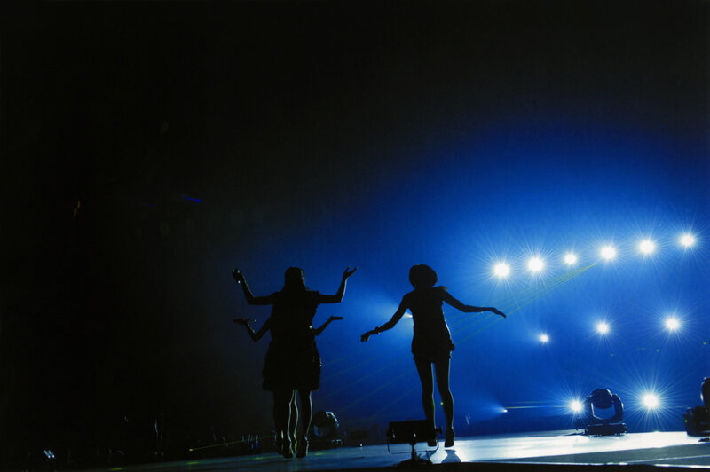 Silhouettes on a concert stage