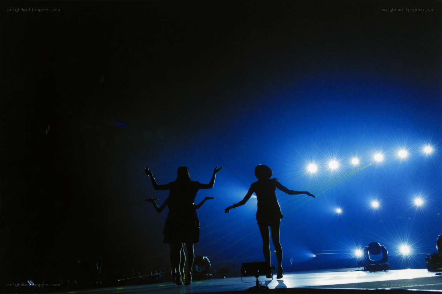 Silhouettes on a concert stage