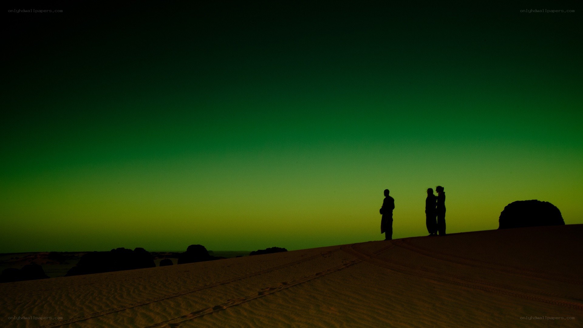 Silhouettes on a desert dune
