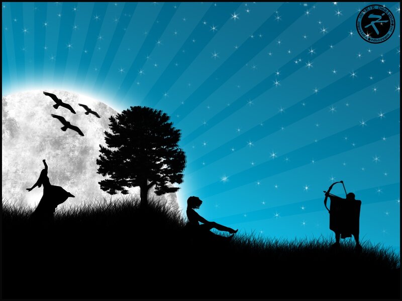 Silhouettes on a Hill — Blue