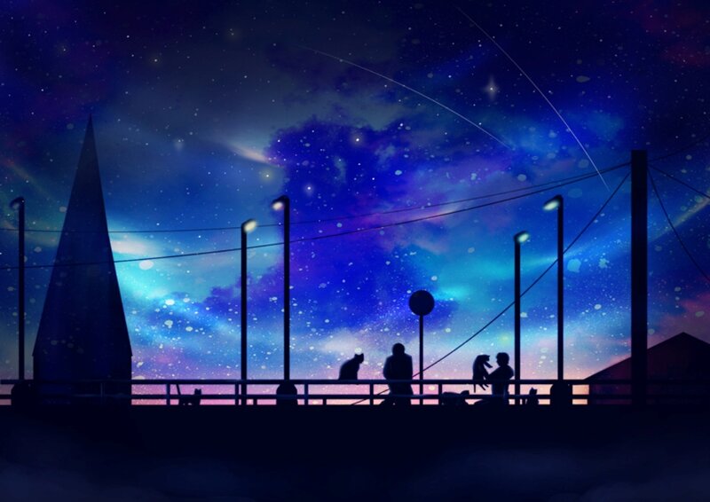 Silhouettes on a Pier — Blue