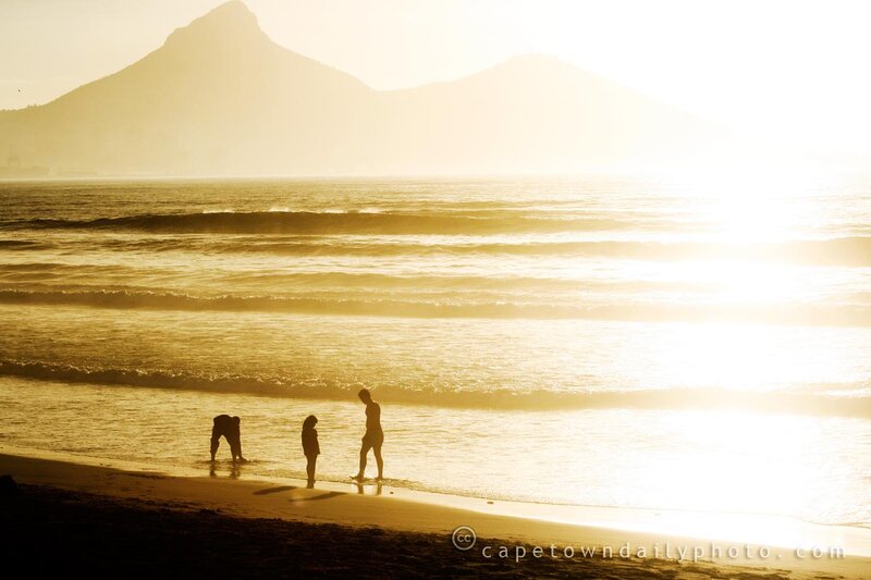 Silhouettes on Beach — Gold